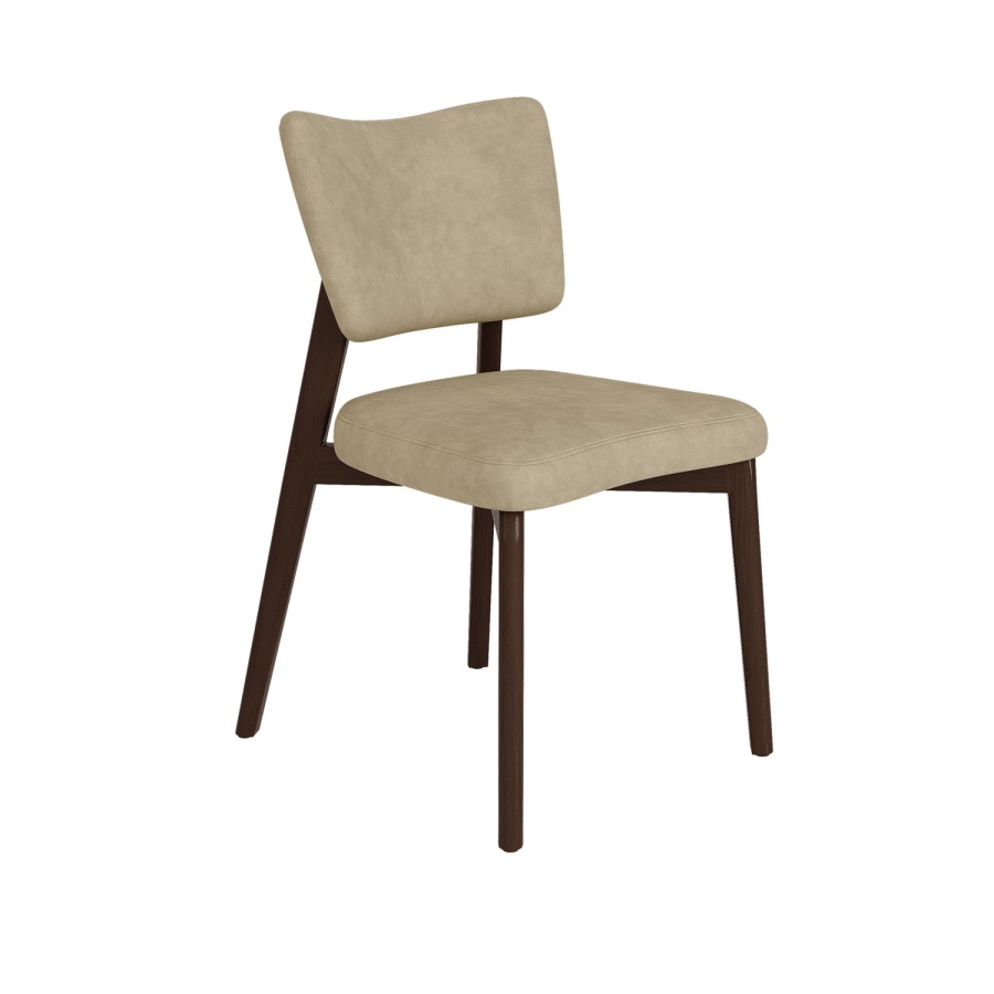 Walnut Dining Table Set with 4 Beige Faux Leather Curved Back Dining Chairs - Seats 4 - Rivo