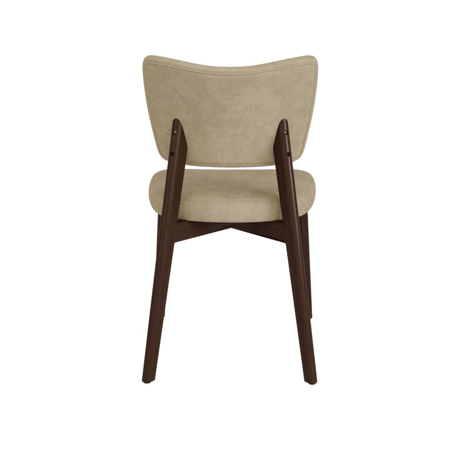 Walnut Dining Table Set with 4 Beige Faux Leather Curved Back Dining Chairs - Seats 4 - Rivo