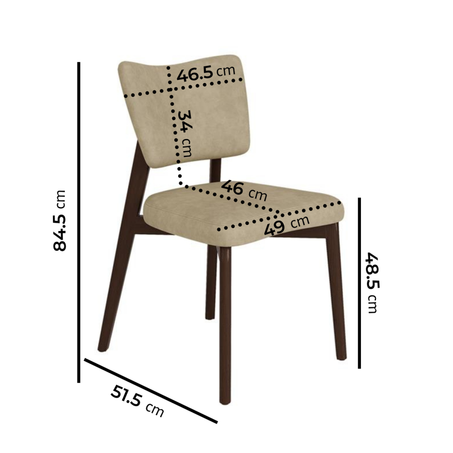 Walnut Dining Table Set with 4 Beige Faux Leather Curved Back Dining Chairs - Seats 4 - Rivo