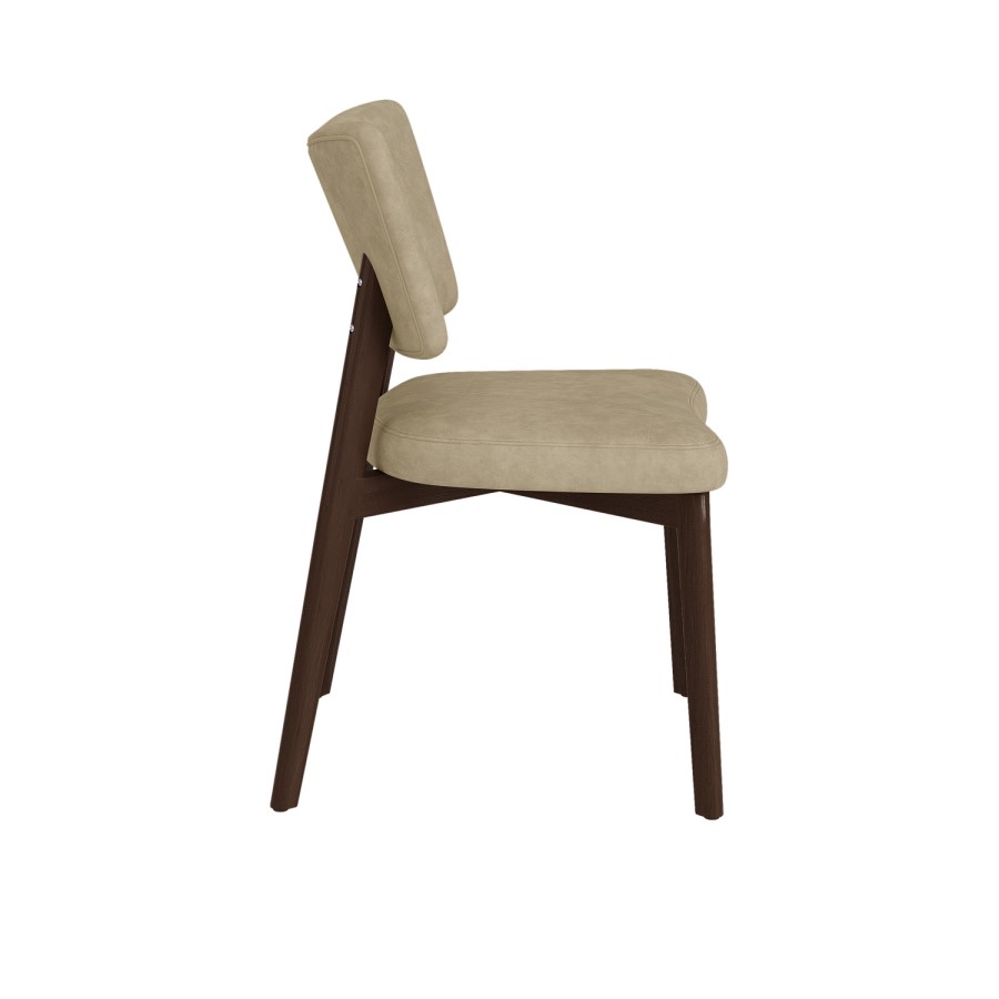 Walnut Dining Table Set with 4 Beige Faux Leather Curved Back Dining Chairs - Seats 4 - Rivo