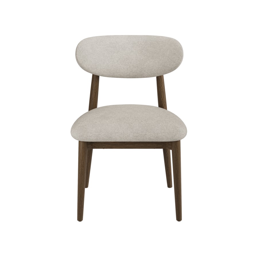 Walnut and Beige Upholstered Curved Dining Chair with Solid Wood Open Back - Kori