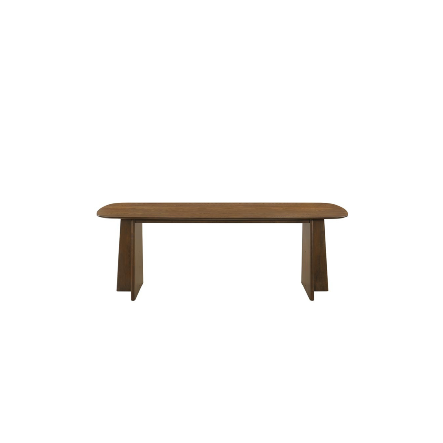 Walnut Dining Table Set with 6 Beige Upholstered Curved Dining Chairs - Seats 6 - Noor