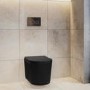 Matt Black Fluted Wall Hung Rimless Toilet with Soft Close Seat, Chrome Mechanical Flush Plate, 1168mm Frame & Cistern – Oregon