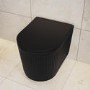 Matt Black Fluted Wall Hung Rimless Toilet with Soft Close Seat, Gunmetal Pneumatic Flush Plate, 1168mm Frame & Cistern – Oregon