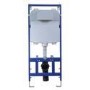 Fluted Wall Hung Rimless Toilet with Soft Close Seat, Chrome Mechanical Flush Plate, 1168mm Frame & Cistern – Oregon