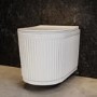 Fluted Wall Hung Rimless Toilet with Soft Close Seat, Matt Black Pneumatic Flush Plate, 1168mm Frame & Cistern – Oregon