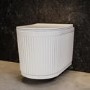 Fluted Wall Hung Rimless Toilet with Soft Close Seat, Brushed Bronze Pneumatic Flush Plate, 1168mm Frame & Cistern – Oregon
