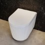 Fluted Wall Hung Toilet, 820mm Frame and Cistern & Brushed Bronze Pneumatic Flush Plate - Oregon