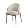 ONLY OPENED - Beige Upholstered Curved Dining Chair With Solid Rustic Oak Exposed Back - Kori