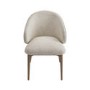 ONLY OPENED - Beige Upholstered Curved Dining Chair With Solid Rustic Oak Exposed Back - Kori