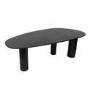 Large Black Oak Pebble Dining Table Set with 6 Beige Upholstered Chairs - Seats 6 - Oscar