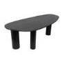 Large Black Oak Pebble Dining Table Set with 6 Beige Upholstered Chairs - Seats 6 - Oscar