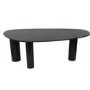 Large Black Oak Pebble Dining Table Set with 6 Beige Upholstered Chairs - Seats 6 - Oscar