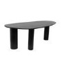 Large Black Oak Pebble Dining Table Set with 6 Beige Upholstered Chairs - Seats 6 - Oscar