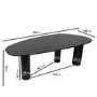 Large Black Oak Pebble Dining Table Set with 6 Beige Upholstered Chairs - Seats 6 - Oscar