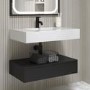 800mm Black Wall Hung Vanity Unit with Basin - Oslo