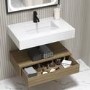 800mm Wood Effect Wall Hung Vanity Unit with Basin - Oslo