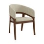 Set of 4 Walnut and Beige Upholstered Curved Dining Chairs - Owen