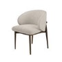 Set of 2 Walnut and Beige Upholstered Curved Dining Chairs with Solid Wood Exposed Back - Kori