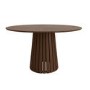 Round Walnut Dining Table Set with 4 Beige Faux Leather Dining Chairs - Seats 4 - Owen