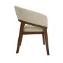Round Walnut Dining Table Set with 4 Beige Upholstered Chairs - Seats 4 - Owen