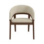 Round Walnut Dining Table Set with 4 Beige Upholstered Chairs - Seats 4 - Owen