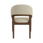 Round Walnut Dining Table Set with 4 Beige Upholstered Chairs - Seats 4 - Owen