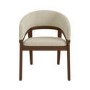Round Walnut Dining Table Set with 4 Beige Upholstered Chairs - Seats 4 - Owen