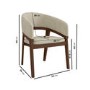 Round Walnut Dining Table Set with 4 Beige Upholstered Chairs - Seats 4 - Owen