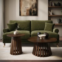 Round Walnut Pedestal Nest of 2 Tables - Owen