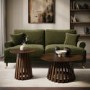 Round Walnut Pedestal Nest of 2 Tables - Owen