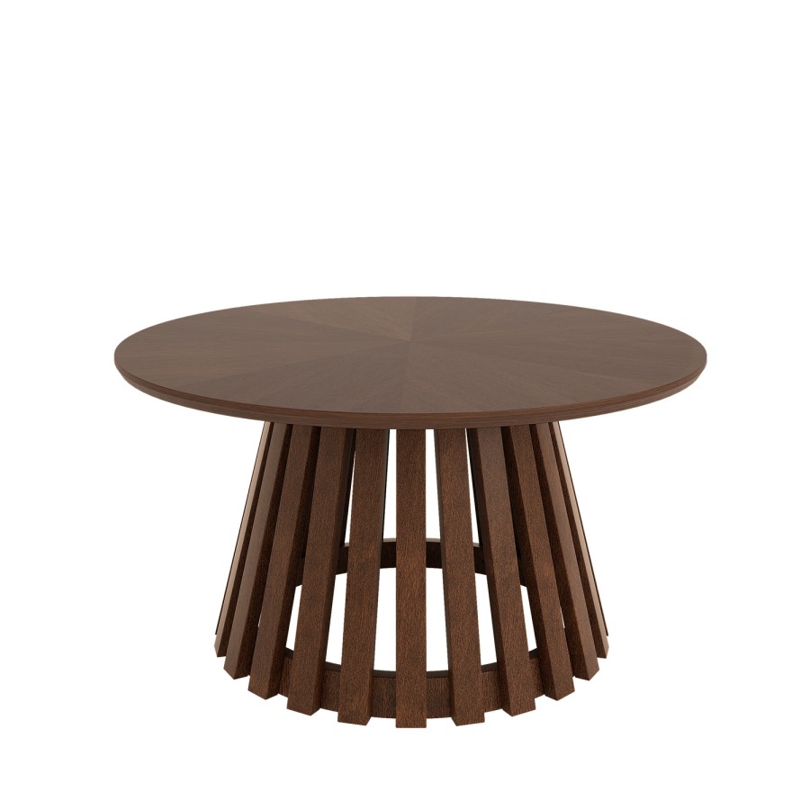 Round Walnut Pedestal Nest of 2 Tables - Owen