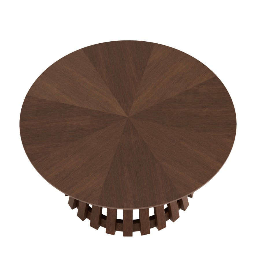Round Walnut Pedestal Nest of 2 Tables - Owen