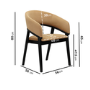 Set of 4 Black and Brown Velvet Curved Dining Chairs - Owen