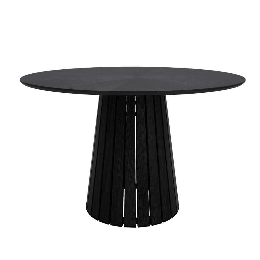Round Black Pedestal Dining Table - Seats 4 - Owen
