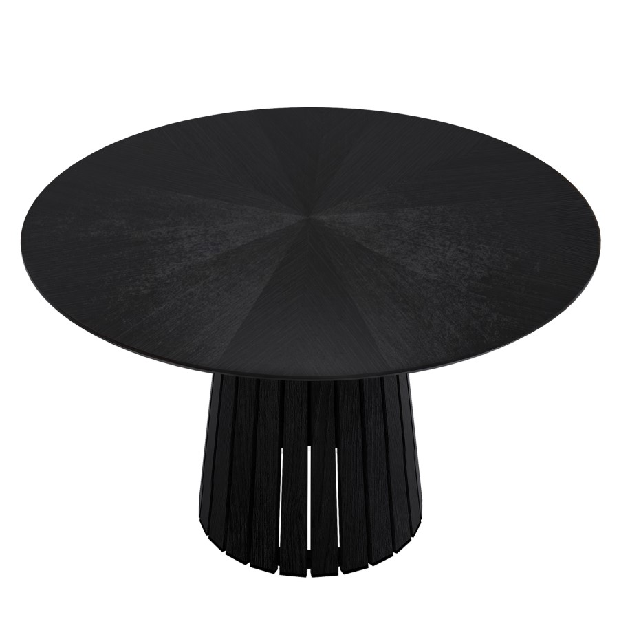 Round Black Pedestal Dining Table - Seats 4 - Owen
