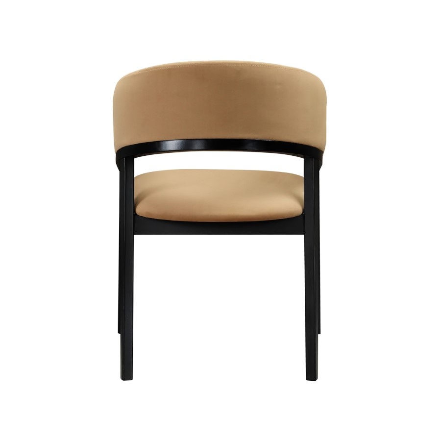 Round Black Dining Table Set with 4 Brown Velvet Chairs - Seats 4 - Owen