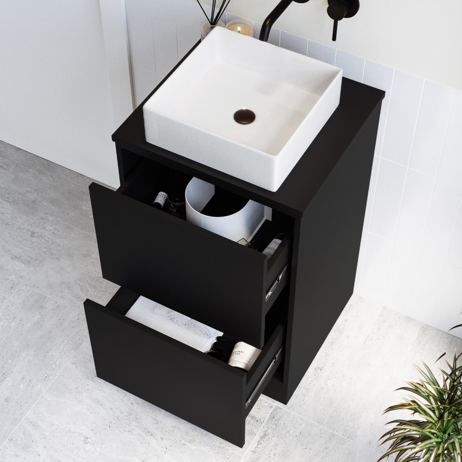 500mm Black Freestanding Countertop Vanity Unit with Basin - Palma
