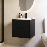 500mm Black Wall Hung Vanity Unit with Basin - Palma