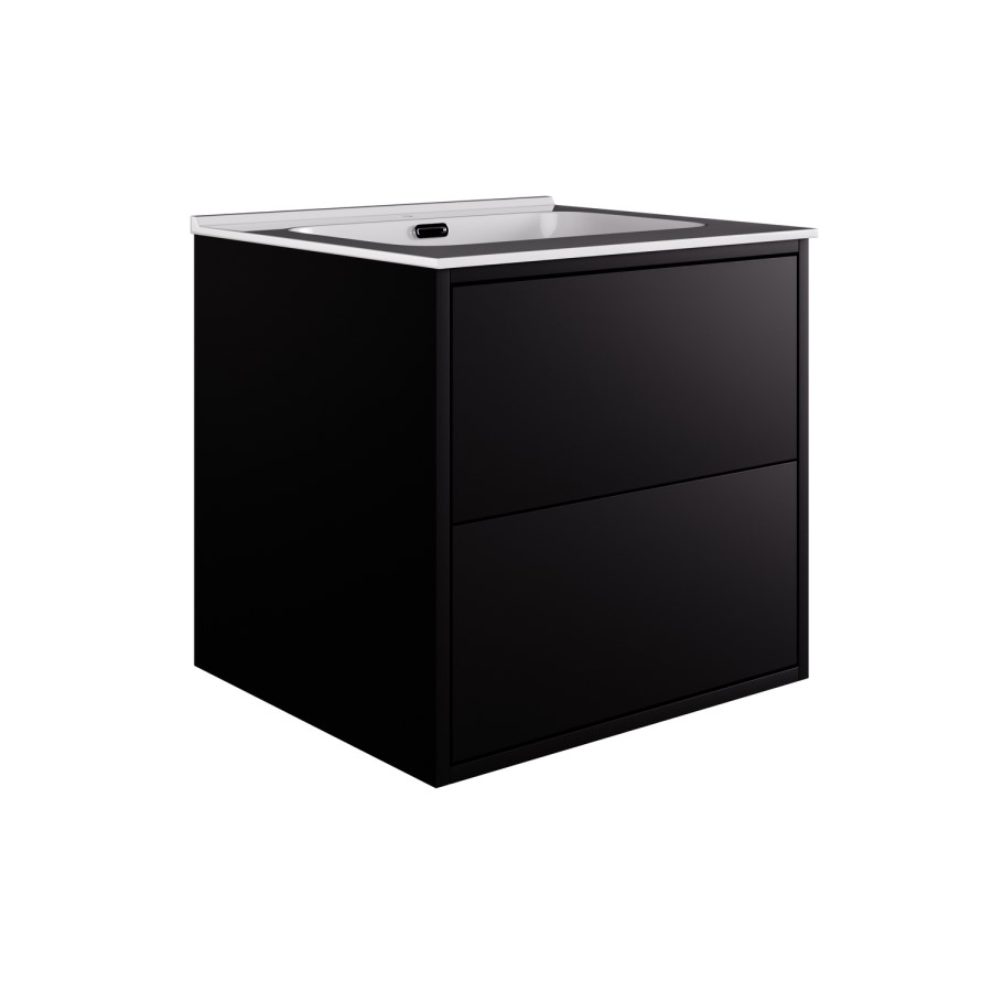 500mm Black Wall Hung Vanity Unit with Basin - Palma