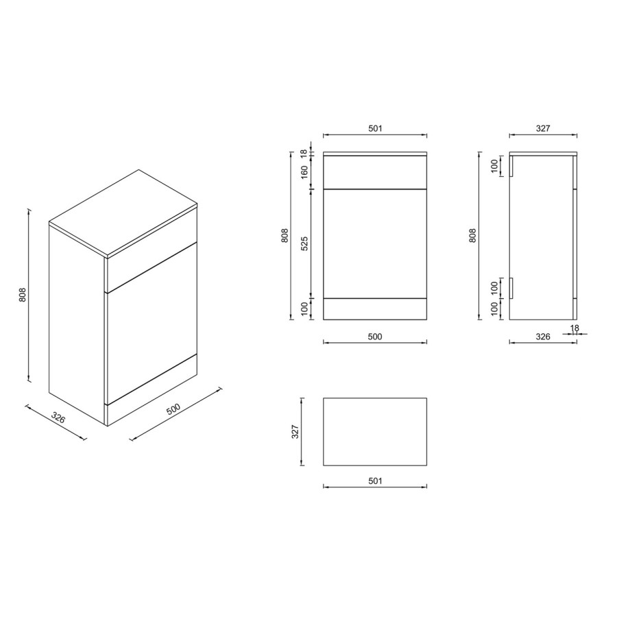 1000mm Oak Wood Effect Toilet and Sink Unit with Round Toilet and Matt Black Push Button - Palma