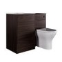 1000mm Walnut Wood Effect Toilet and Sink Unit with Round Toilet and Matt Black Push Button - Palma