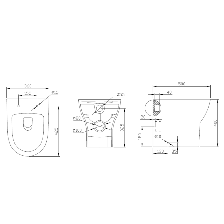 1000mm Walnut Wood Effect Toilet and Sink Unit with Round Toilet and Matt Black Push Button - Palma