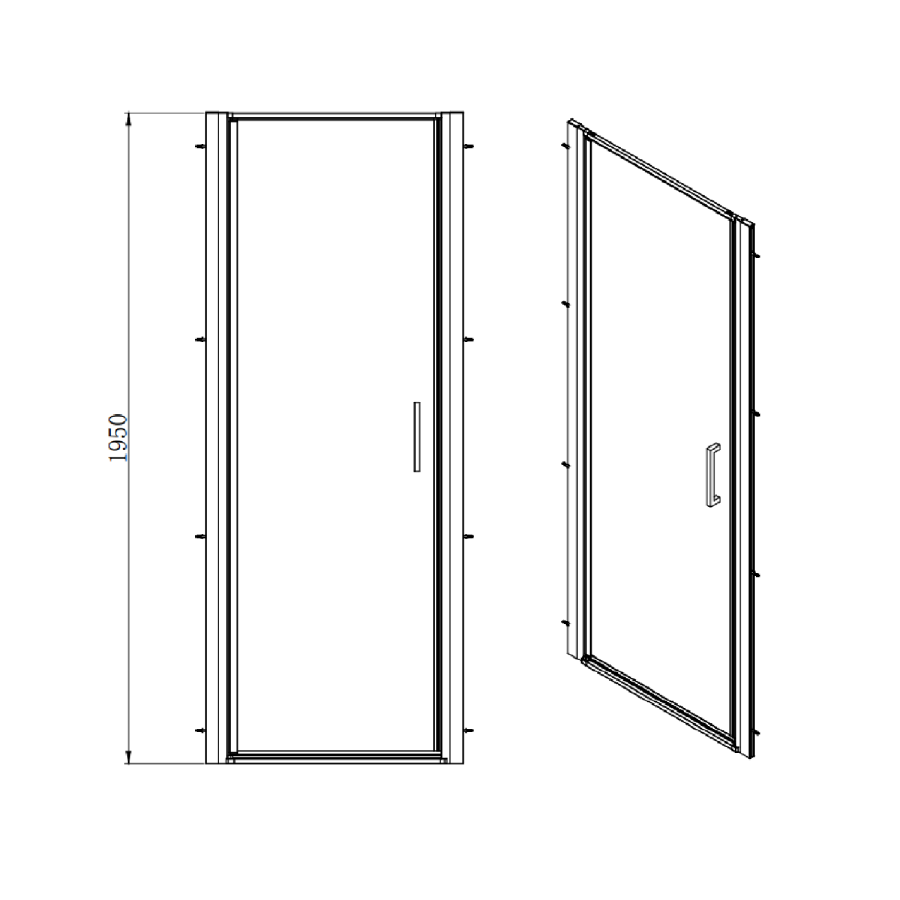 800mm Brushed Brass 8mm Glass Square Hinged Shower Enclosure - Pavo