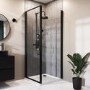 800x700mm Black 8mm Glass Rectangular Hinged Shower Enclosure - Pavo