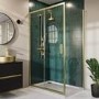 1000 x 800mm Brass Rectangular Sliding Door Shower Enclosure with Side Panel Suite with Toilet and Basin - Pavo