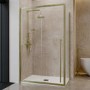 1000x800mm Brushed Brass 8mm Glass Rectangular Shower Enclosure with Extended Handle - Pavo