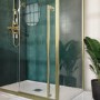 ALMOST PERFECT - 1200x800mm Brushed Brass 8mm Glass Sliding Shower Enclosure with Extended Handle - Pavo
