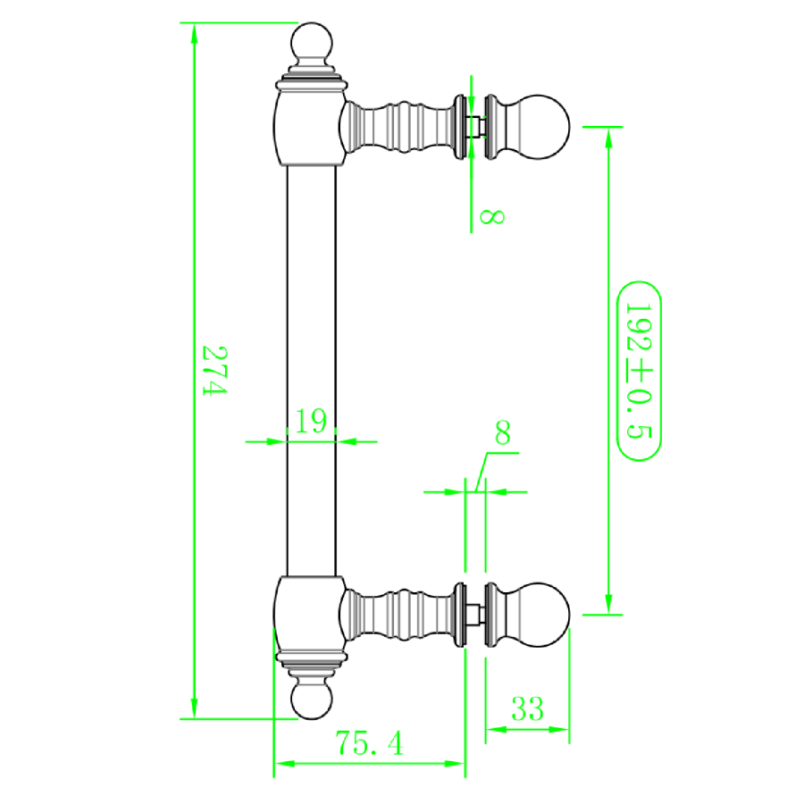 Add On - Chrome Traditional Shower Door Handle for Pavo Shower Doors