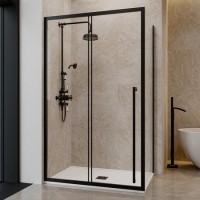 1000x800mm Black 8mm Glass Rectangular Shower Enclosure with Extended Handle - Pavo